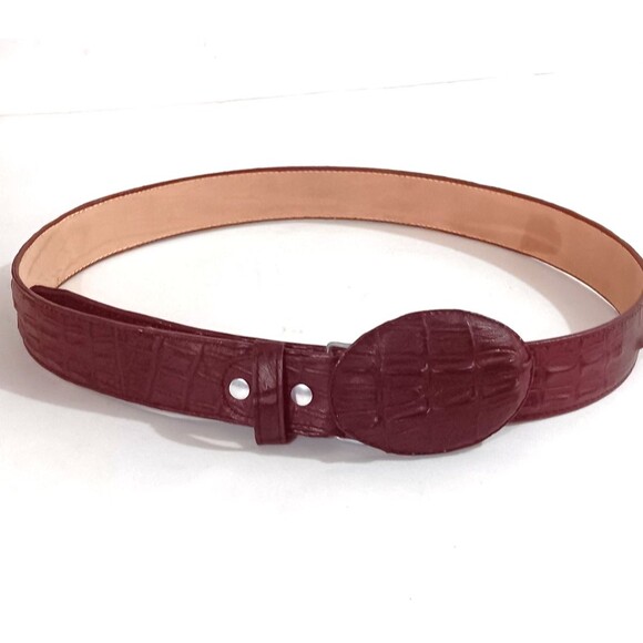 El Presidente Mens Cognac Cowboy Belt Crocodile Tail Print Leather Belt NWOT 38" - Picture 1 of 8